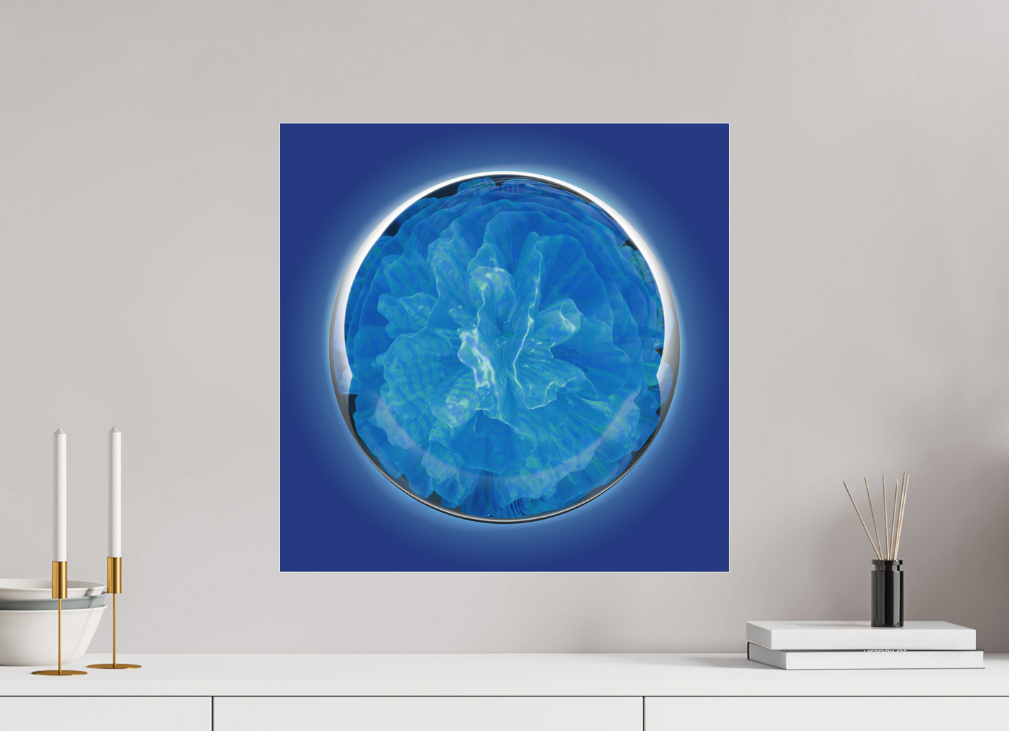 Glacier Blossom: Frozen Elegance || Acrylic Print, Wall Art, Fine Art Print, Pigment Print, Modern Art, Abstract Art, Digital Art, 3D Rendering, Corporate Art, Modern Design, Art For Offices, Investment Art