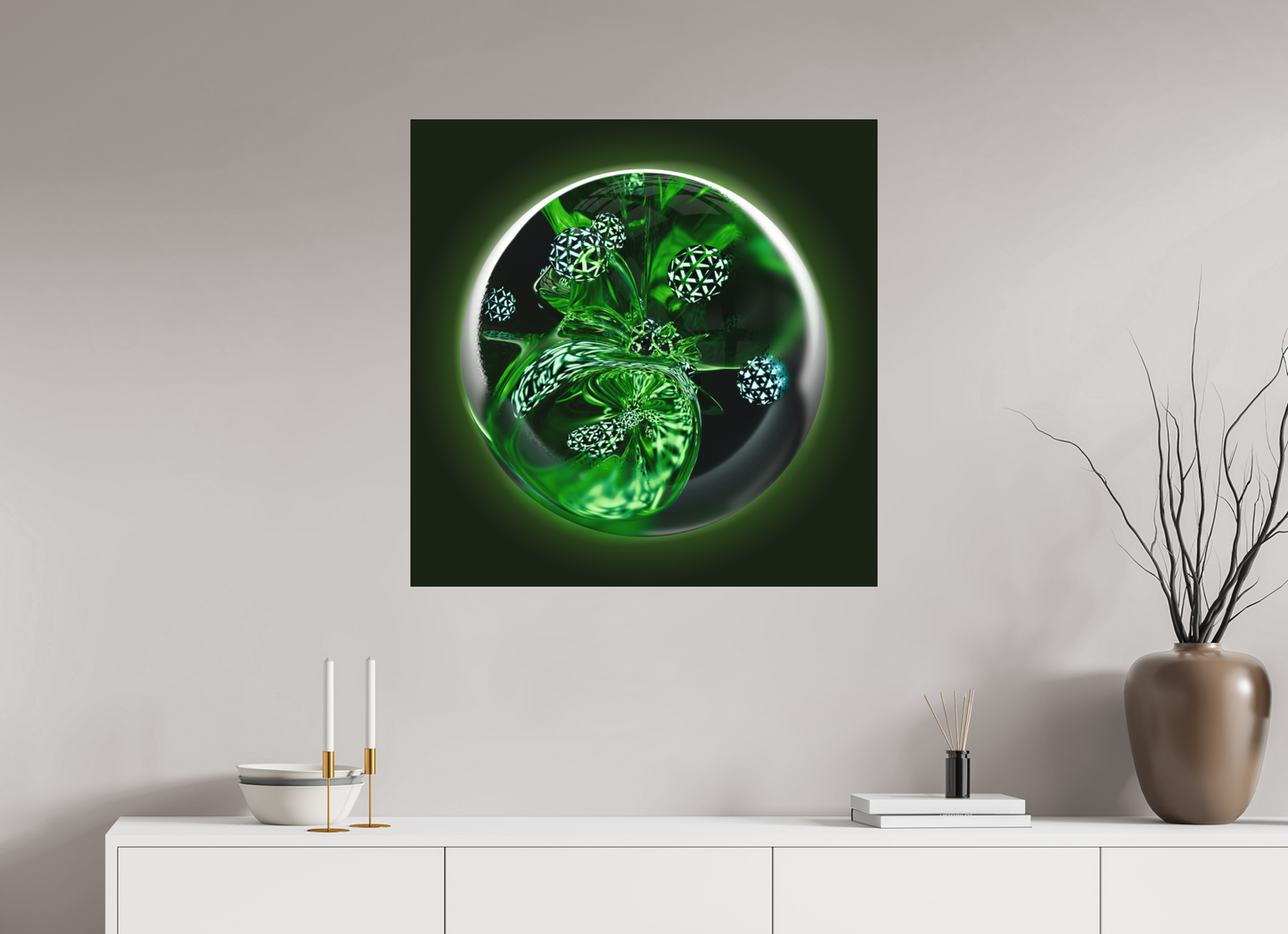 Bio-Matrix: Geodesic Spores || Acrylic Print, Wall Art, Fine Art Print, Pigment Print, Modern Art, Abstract Art, Digital Art, 3D Rendering, Corporate Art, Modern Design, Art For Offices, Investment Art