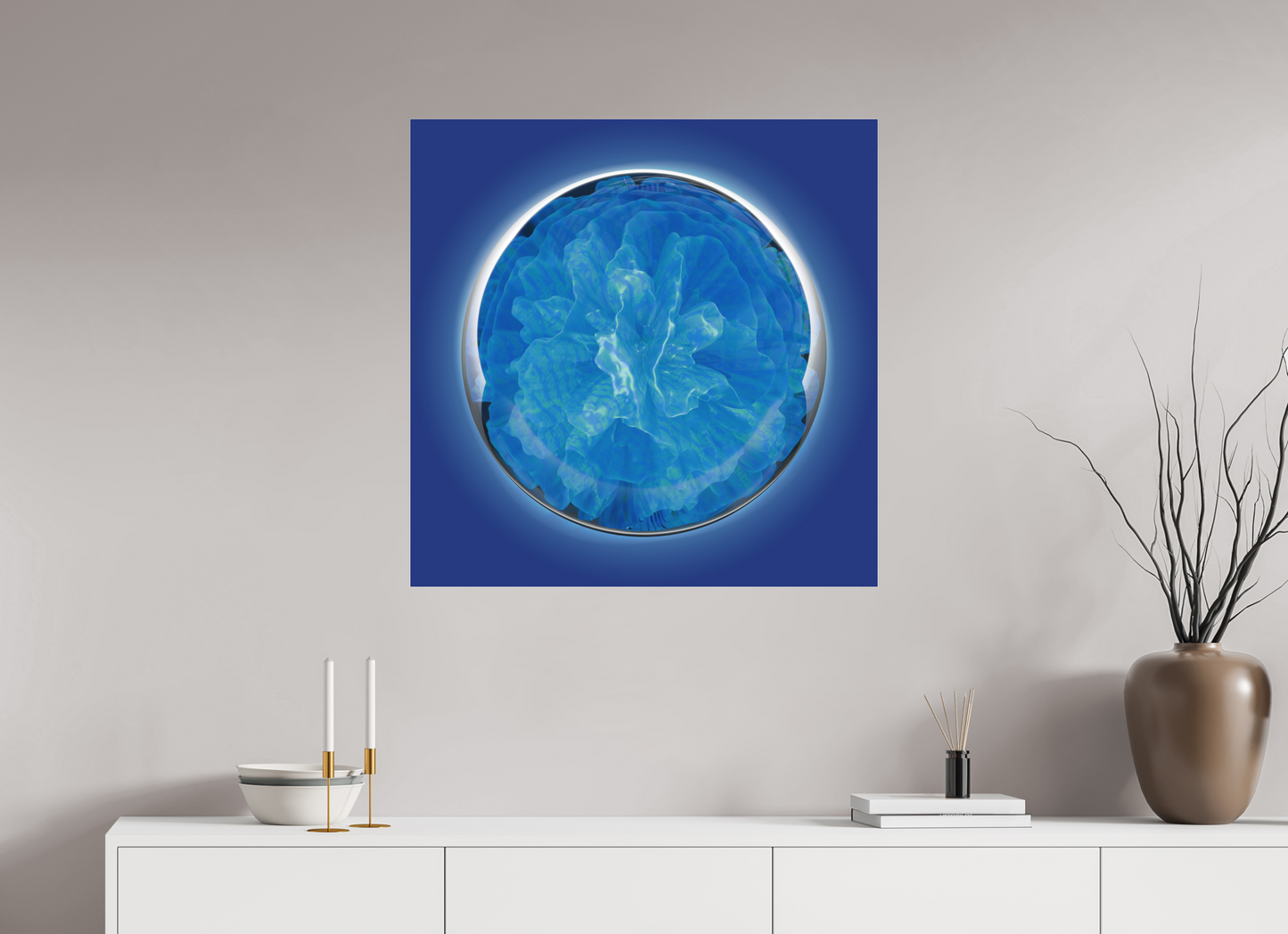 Glacier Blossom: Frozen Elegance || Acrylic Print, Wall Art, Fine Art Print, Pigment Print, Modern Art, Abstract Art, Digital Art, 3D Rendering, Corporate Art, Modern Design, Art For Offices, Investment Art