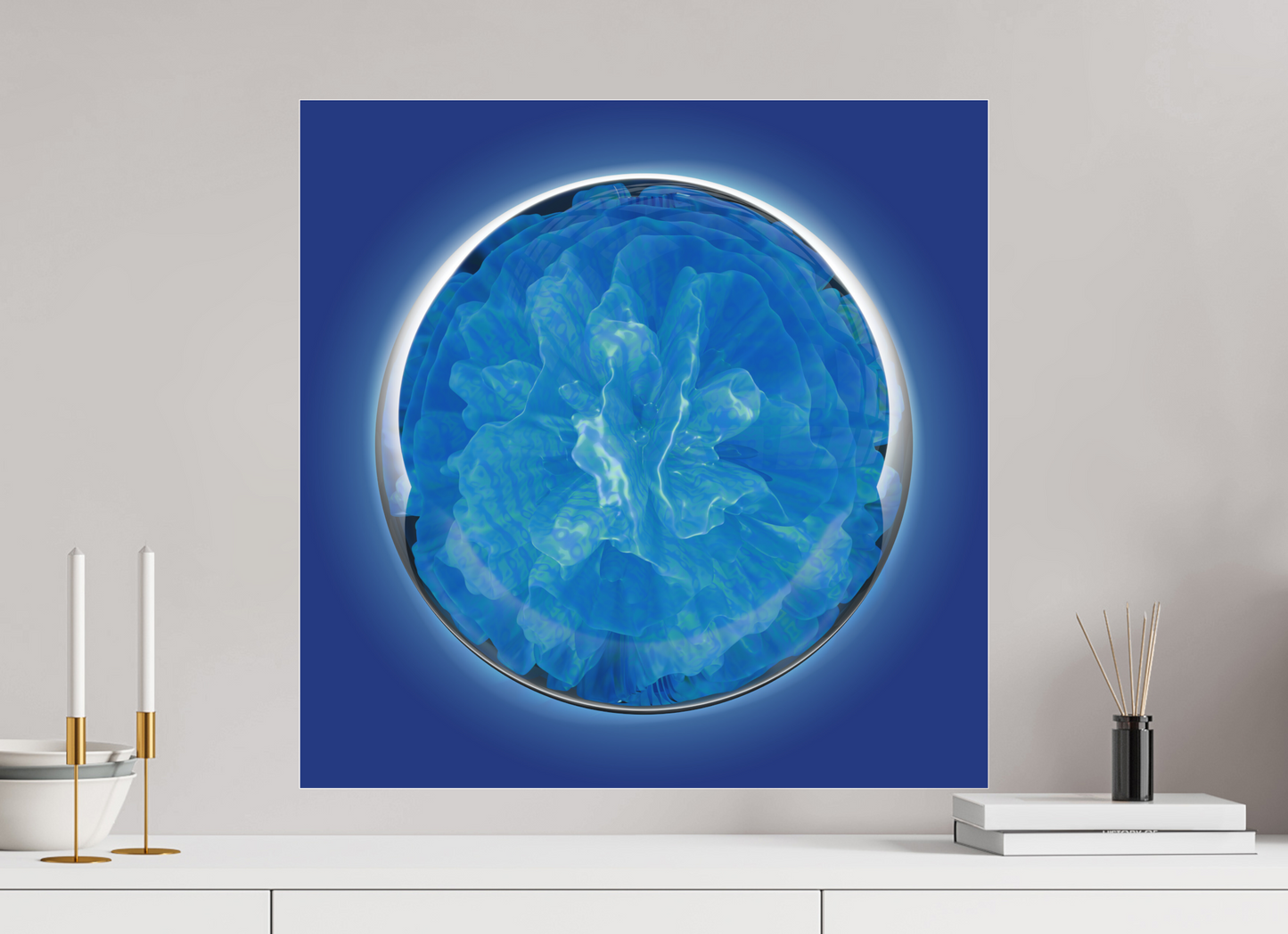 Glacier Blossom: Frozen Elegance || Acrylic Print, Wall Art, Fine Art Print, Pigment Print, Modern Art, Abstract Art, Digital Art, 3D Rendering, Corporate Art, Modern Design, Art For Offices, Investment Art