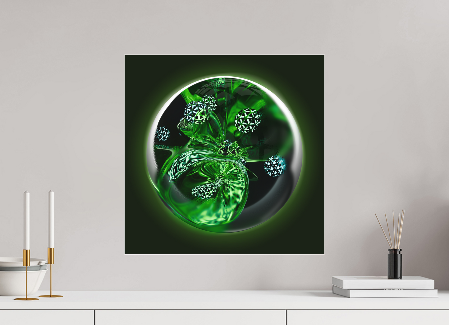 Bio-Matrix: Geodesic Spores || Acrylic Print, Wall Art, Fine Art Print, Pigment Print, Modern Art, Abstract Art, Digital Art, 3D Rendering, Corporate Art, Modern Design, Art For Offices, Investment Art