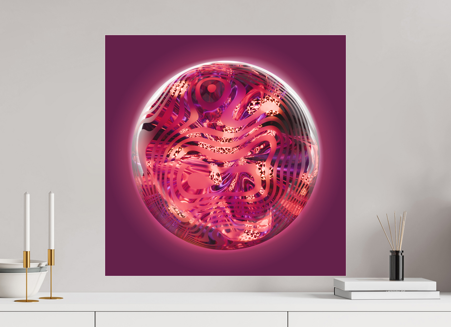 Astral Jewel: Elegy in Amethyst || Acrylic Print, Wall Art, Fine Art Print, Pigment Print, Modern Art, Abstract Art, Digital Art, 3D Rendering, Corporate Art, Modern Design, Art For Offices, Investment Art