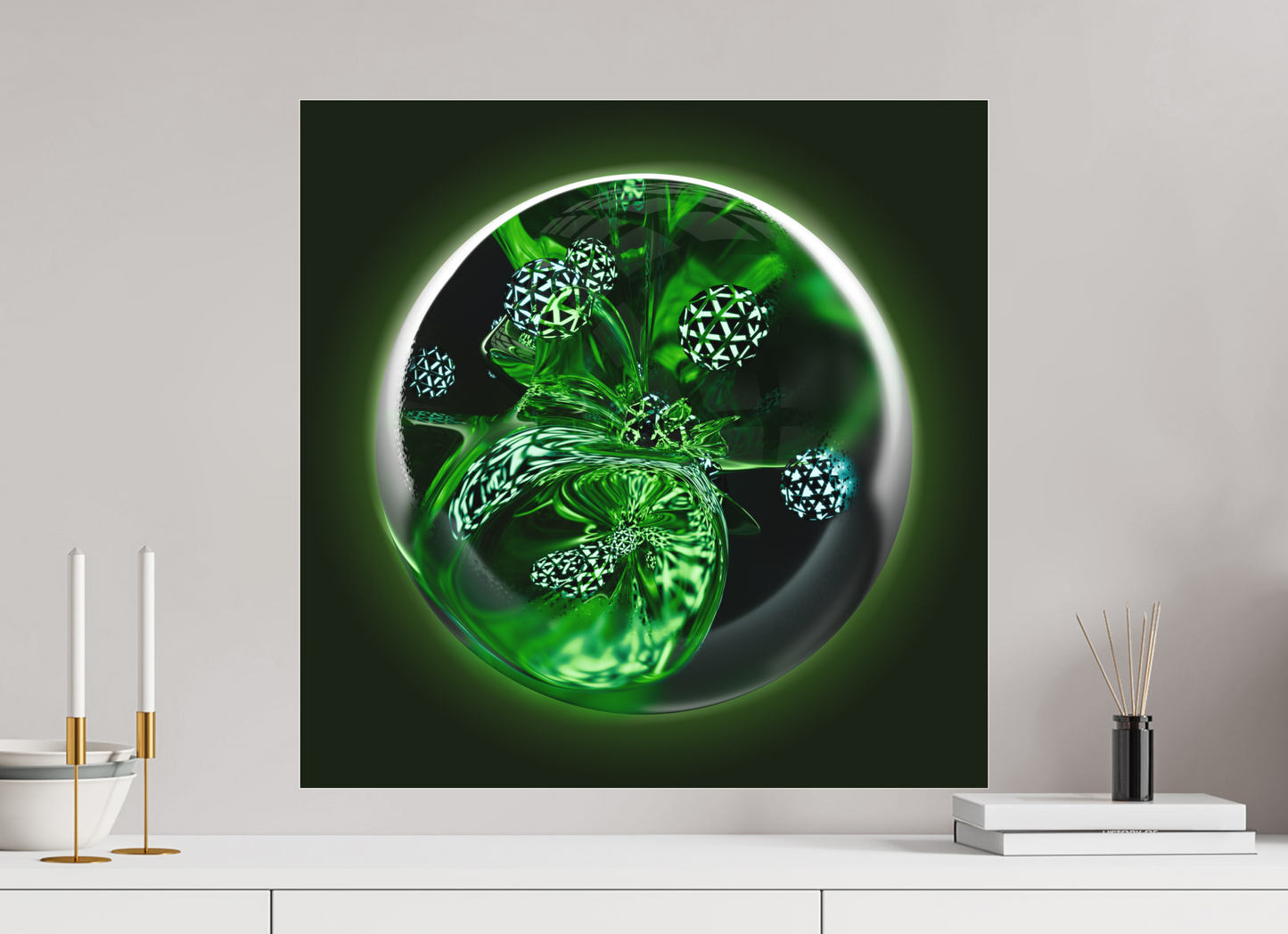 Bio-Matrix: Geodesic Spores || Acrylic Print, Wall Art, Fine Art Print, Pigment Print, Modern Art, Abstract Art, Digital Art, 3D Rendering, Corporate Art, Modern Design, Art For Offices, Investment Art