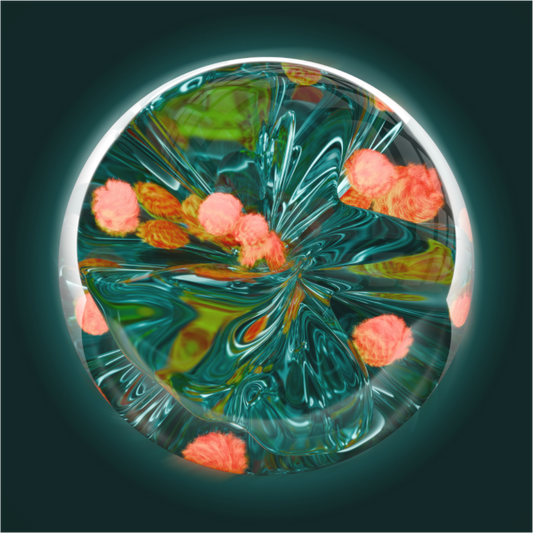 Emerald Lagoon: Dance of the Fire Corals || Acrylic Print, Wall Art, Fine Art Print, Pigment Print, Modern Art, Abstract Art, Digital Art, 3D Rendering, Corporate Art, Modern Design, Art For Offices, Investment Art