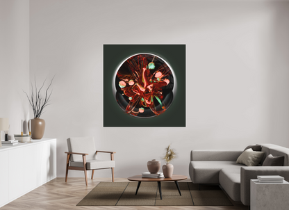 Coral Fire Sphere: Dance of Bio-Luminescence || Acrylic Print, Wall Art, Fine Art Print, Pigment Print, Modern Art, Abstract Art, Digital Art, 3D Rendering, Corporate Art, Modern Design, Art For Offices, Investment Art